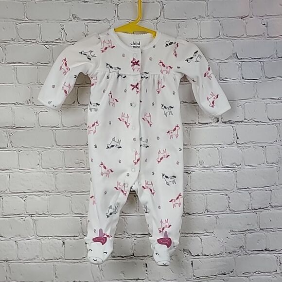 Carter's Girls 0-3M Soft Fleece White Unicorn One-Piece PJ Footie Winter Pajamas - Picture 7 of 7
